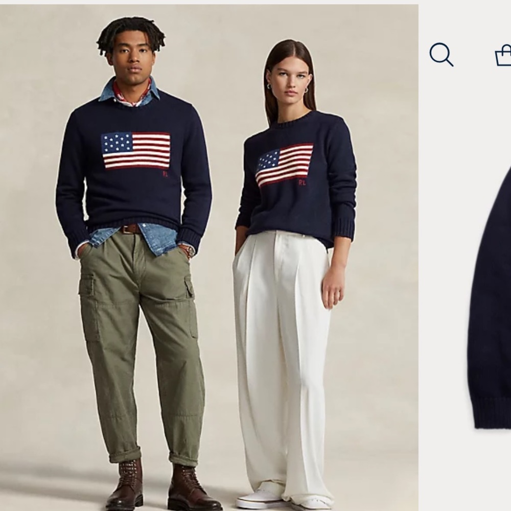 Polo Ralph Lauren navy American flag sweater mens